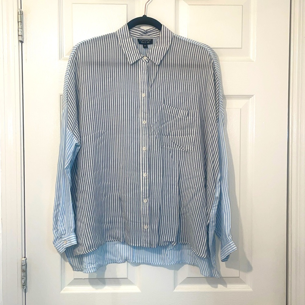 TopShop Oversized Stripes Button Down Shirt in Size US6